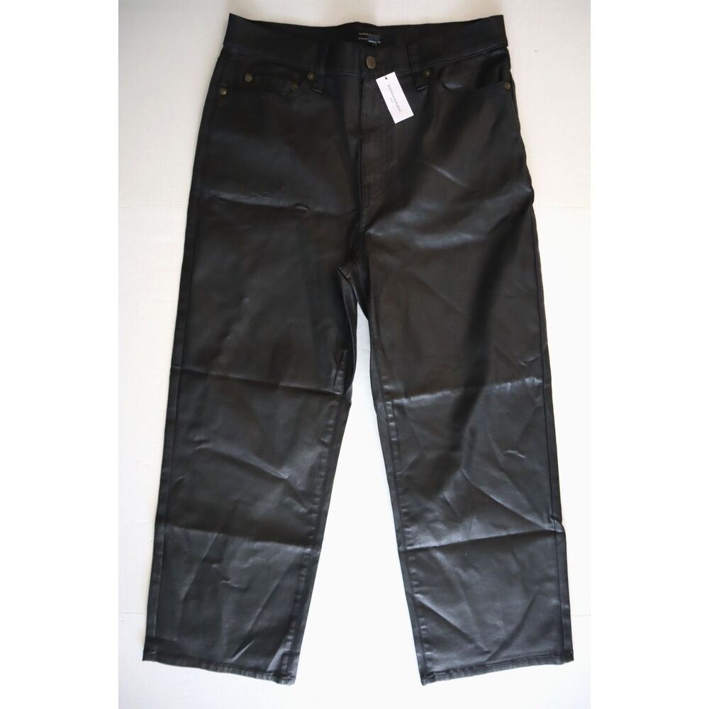 Banana Republic Women Petite Sz 30/10 Black Straight High-Rise Coated Jeans